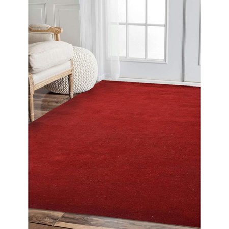 GLITZY RUGS 6 x 9 ft. Hand Knotted Gabbeh Wool Solid Rectangle Area RugRed UBSL00111L0026A11